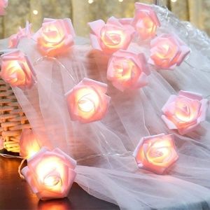 Decorative Rose Flower String Lights Battery Operated